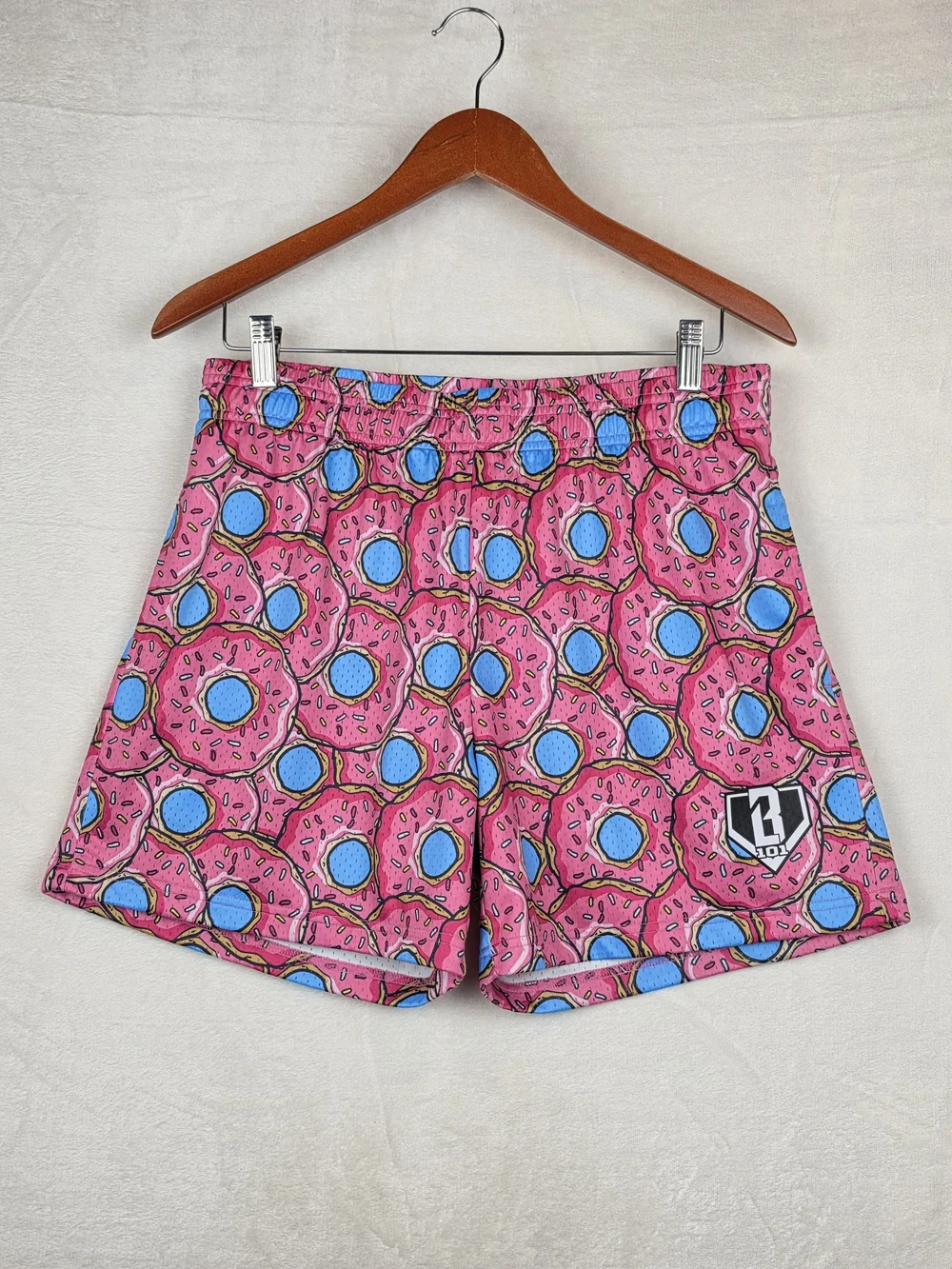 Donut Print Athletic Swim Shorts - Pink